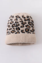 Load image into Gallery viewer, Beige leopard beanie hat toddler adult
