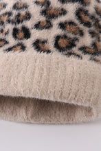 Load image into Gallery viewer, Beige leopard beanie hat toddler adult
