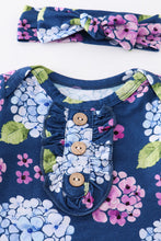 Load image into Gallery viewer, Navy floral print bamboo baby gown
