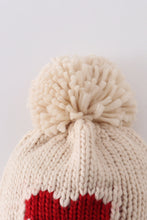 Load image into Gallery viewer, Cream heart knit beanie pom pom hat
