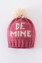 Load image into Gallery viewer, Pink BE MINE knit beanie pom pom hat
