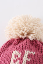 Load image into Gallery viewer, Pink BE MINE knit beanie pom pom hat
