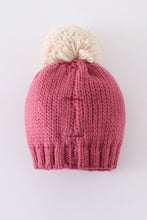 Load image into Gallery viewer, Pink BE MINE knit beanie pom pom hat
