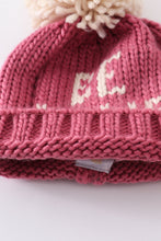 Load image into Gallery viewer, Pink BE MINE knit beanie pom pom hat
