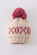 Load image into Gallery viewer, Cream XOXO knit beanie pom pom hat
