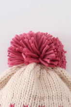 Load image into Gallery viewer, Cream XOXO knit beanie pom pom hat
