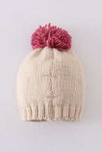 Load image into Gallery viewer, Cream XOXO knit beanie pom pom hat
