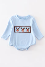 Load image into Gallery viewer, Blue deer smocked boy bubble
