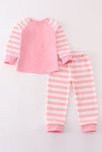 Load image into Gallery viewer, pink stripe girl pajamas set
