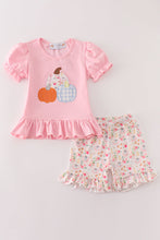 Load image into Gallery viewer, Pink pumpkin applique girl set
