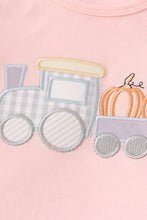 Load image into Gallery viewer, Beige train pumpkin applique girl set
