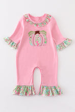 Load image into Gallery viewer, Pink pumpkin applique girl romper
