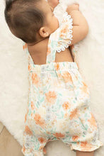 Load image into Gallery viewer, Premium Floral muslin leaves ruffle romper
