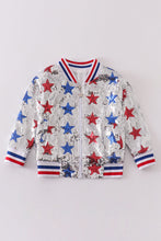 Load image into Gallery viewer, Patriotic star sequins girl coat
