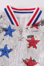 Load image into Gallery viewer, Patriotic star sequins girl coat
