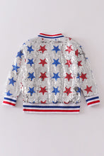 Load image into Gallery viewer, Patriotic star sequins girl coat
