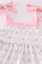 Load image into Gallery viewer, Pink bow floral print girl set
