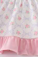 Load image into Gallery viewer, Pink bow floral print girl set
