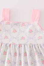 Load image into Gallery viewer, Pink bow floral print girl dress
