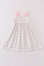 Load image into Gallery viewer, Pink bow floral print girl dress
