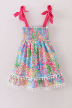 Load image into Gallery viewer, Pink tropical floral smocked mom&amp;me dress
