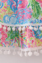 Load image into Gallery viewer, Pink tropical floral smocked mom&amp;me dress
