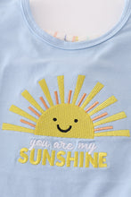 Load image into Gallery viewer, Blue you are my sunshine applique girl set
