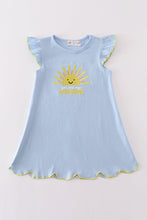 Load image into Gallery viewer, Blue you are my sunshine applique girl dress
