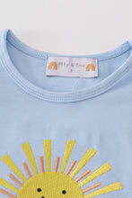 Load image into Gallery viewer, Blue you are my sunshine applique girl dress
