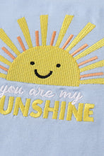 Load image into Gallery viewer, Blue you are my sunshine applique girl dress
