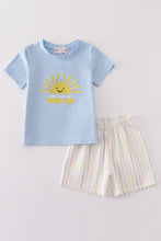 Load image into Gallery viewer, Blue you are my sunshine applique boy set
