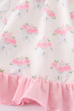 Load image into Gallery viewer, Pink floral bow tie print girl dress
