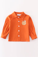 Load image into Gallery viewer, Brown pumpkin embroidery boy shirt
