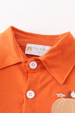 Load image into Gallery viewer, Brown pumpkin embroidery boy shirt
