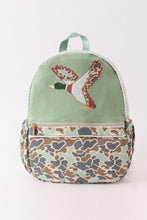 Load image into Gallery viewer, Green camouflage duck applique boy backpack
