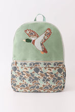 Load image into Gallery viewer, Green camouflage duck applique boy backpack
