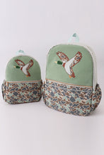 Load image into Gallery viewer, Green camouflage duck applique boy backpack
