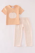 Load image into Gallery viewer, Orange pumpkin applique plaid boy set
