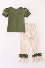 Load image into Gallery viewer, Gingham hunting embroidery girl pants set
