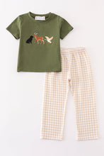 Load image into Gallery viewer, Gingham hunting embroidery boy set
