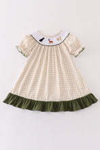 Load image into Gallery viewer, Gingham hunting embroidery girl dress
