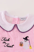 Load image into Gallery viewer, Pink plaid halloween embroidery dress
