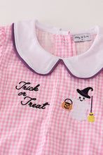 Load image into Gallery viewer, Pink plaid halloween embroidery girl set
