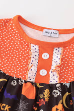 Load image into Gallery viewer, Orange halloween ruffle girl set
