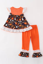 Load image into Gallery viewer, Orange halloween ruffle girl set
