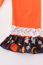 Load image into Gallery viewer, Orange halloween ruffle girl set
