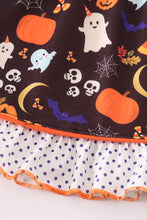 Load image into Gallery viewer, Orange halloween ruffle girl set
