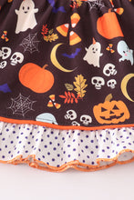 Load image into Gallery viewer, Orange halloween ruffle baby set
