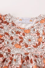 Load image into Gallery viewer, Pumpkin floral print lace ruffle set
