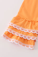 Load image into Gallery viewer, Pumpkin floral print lace ruffle set
